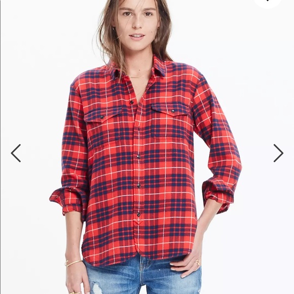 NWT Madewell Plaid Flannel Cargo Workshirt - Picture 1 of 11